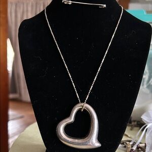 Stunning sterling Silver large Heart Pendant Necklace